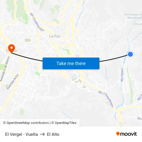 El Vergel - Vuelta to El Alto map
