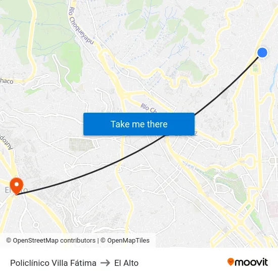 Policlínico Villa Fátima to El Alto map
