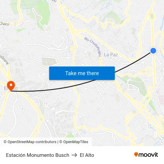 Estación Monumento Busch to El Alto map