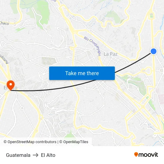 Guatemala to El Alto map