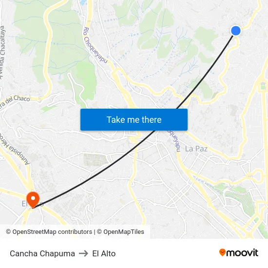 Cancha Chapuma to El Alto map