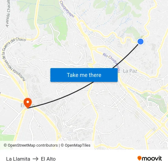 La Llamita to El Alto map