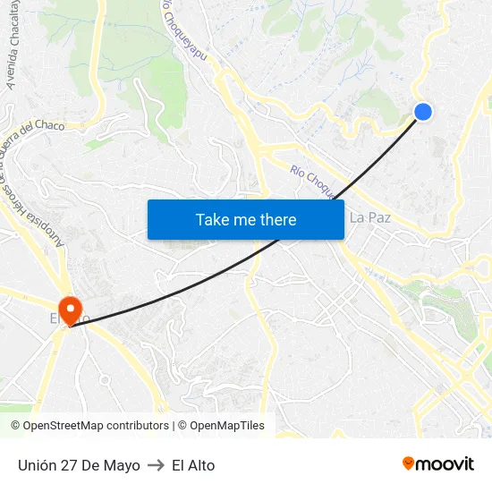 Unión 27 De Mayo to El Alto map