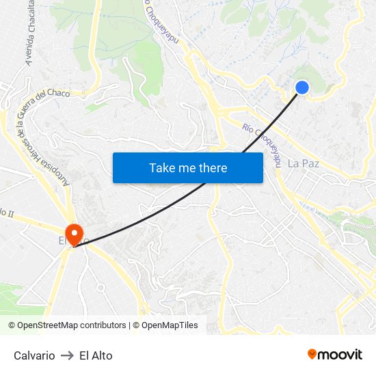 Calvario to El Alto map