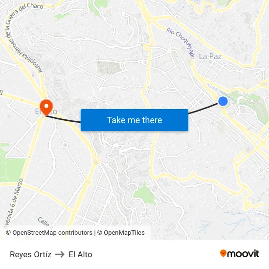 Reyes Ortíz to El Alto map