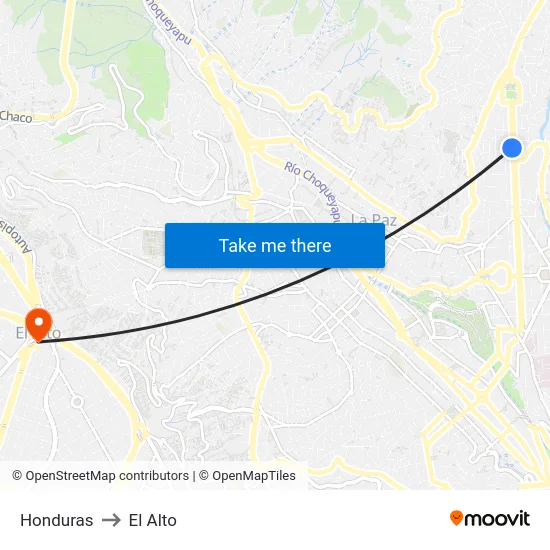 Honduras to El Alto map