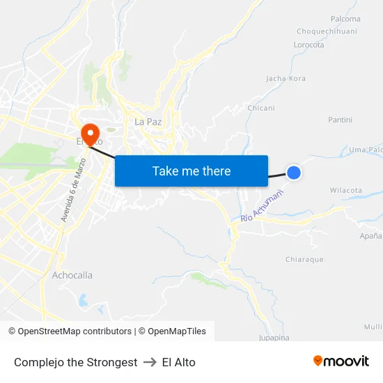 Complejo the Strongest to El Alto map
