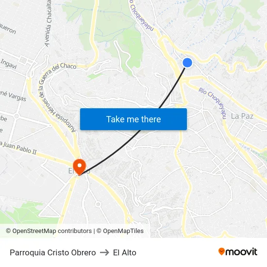 Parroquia Cristo Obrero to El Alto map