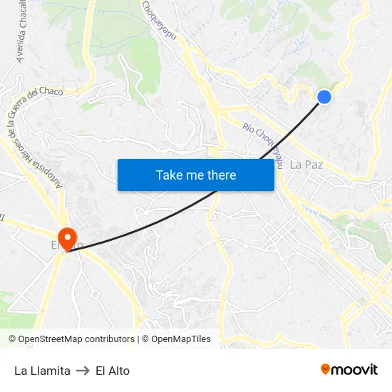 La Llamita to El Alto map