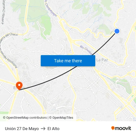 Unión 27 De Mayo to El Alto map