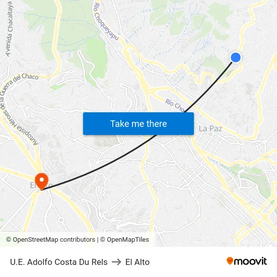 U.E. Adolfo Costa Du Rels to El Alto map