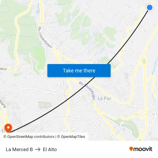 La Merced B to El Alto map