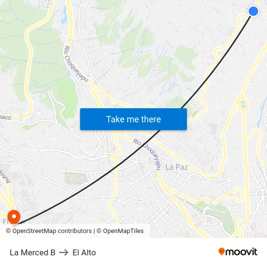 La Merced B to El Alto map