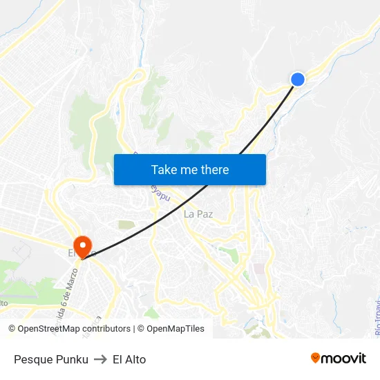 Pesque Punku to El Alto map