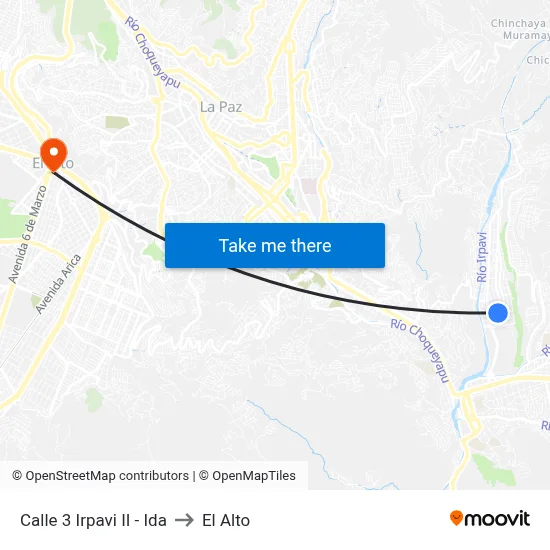 Calle 3 Irpavi II - Ida to El Alto map