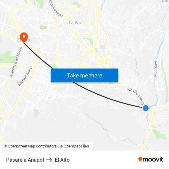 Pasarela Anapol to El Alto map