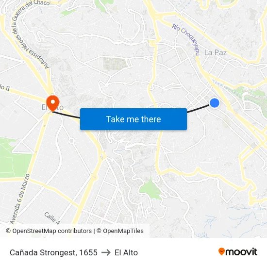 Cañada Strongest, 1655 to El Alto map