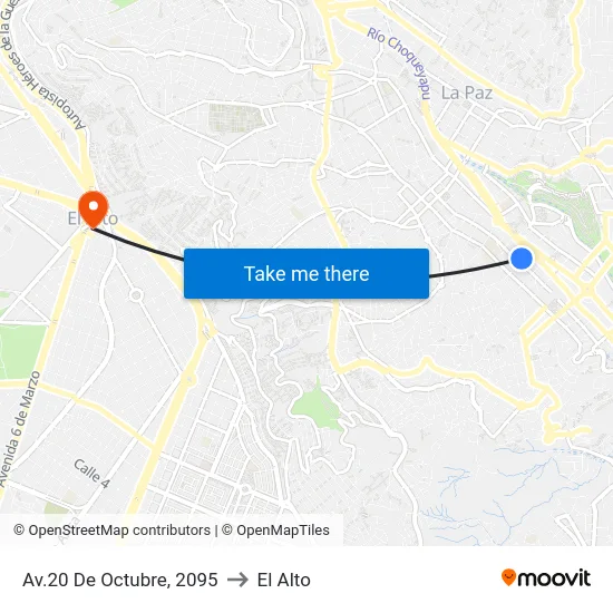 Av.20 De Octubre, 2095 to El Alto map