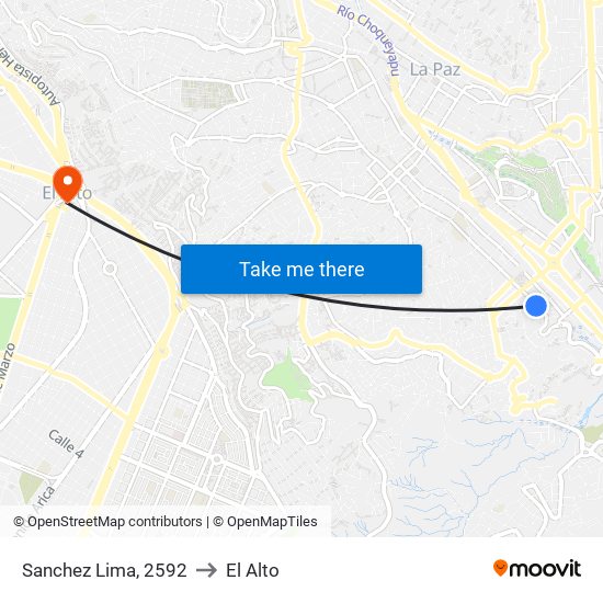 Sanchez Lima, 2592 to El Alto map