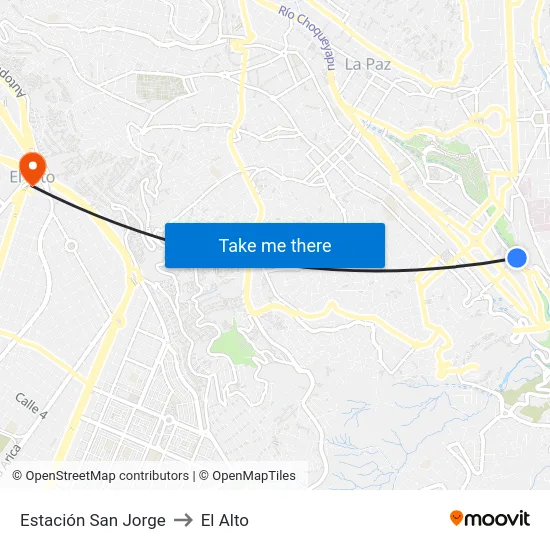 Estación San Jorge to El Alto map