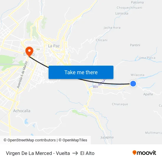 Virgen De La Merced - Vuelta to El Alto map