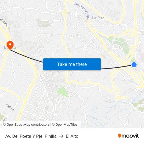 Av. Del Poeta Y Pje. Pinilla to El Alto map
