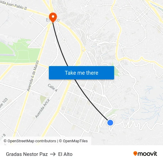 Gradas Nestor Paz to El Alto map