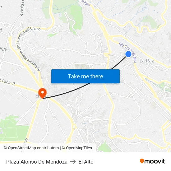 Plaza Alonso De Mendoza to El Alto map