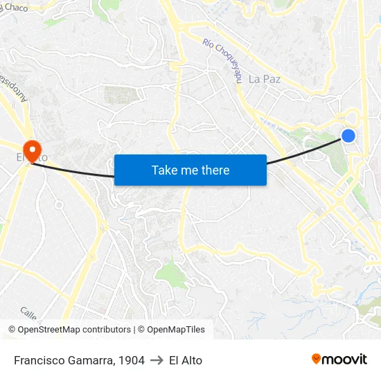 Francisco Gamarra, 1904 to El Alto map