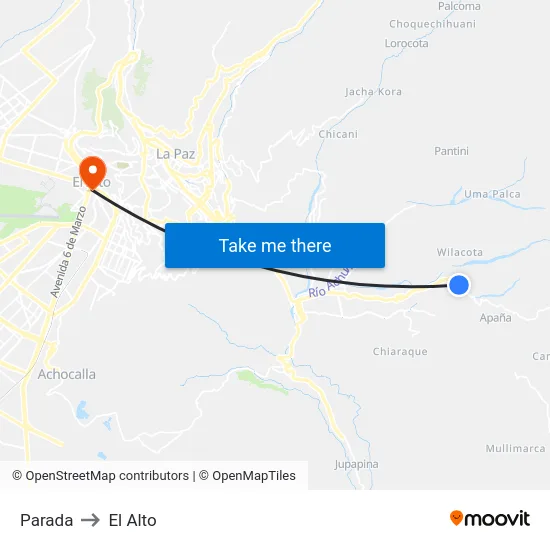 Parada to El Alto map