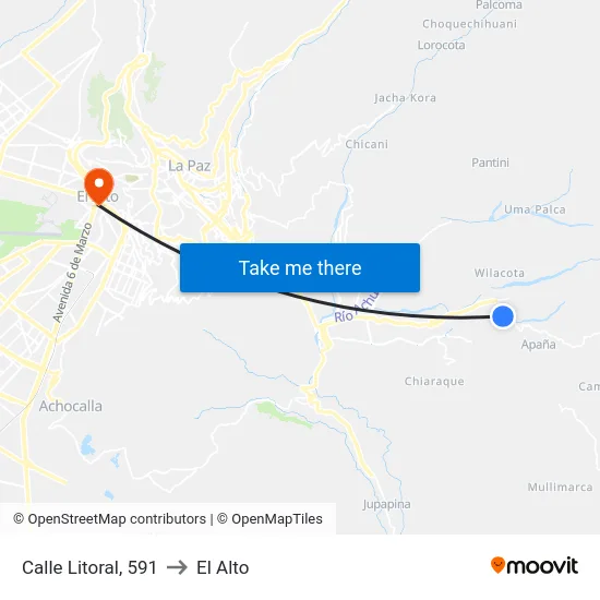 Calle Litoral, 591 to El Alto map