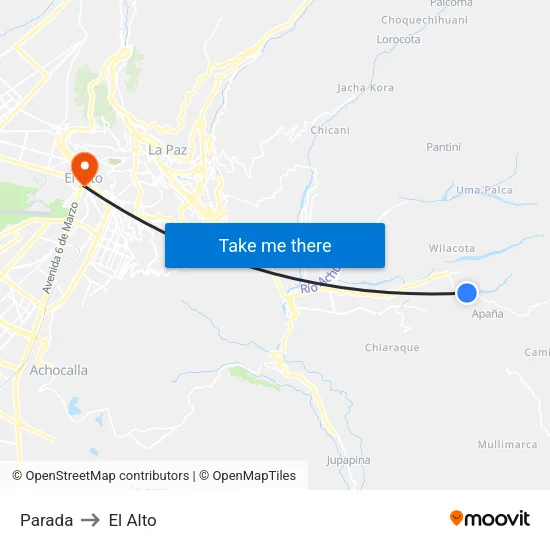 Parada to El Alto map