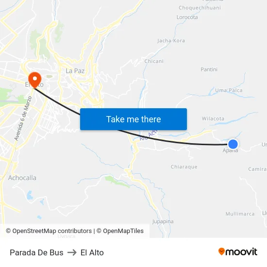 Parada De Bus to El Alto map