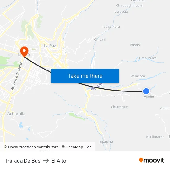 Parada De Bus to El Alto map
