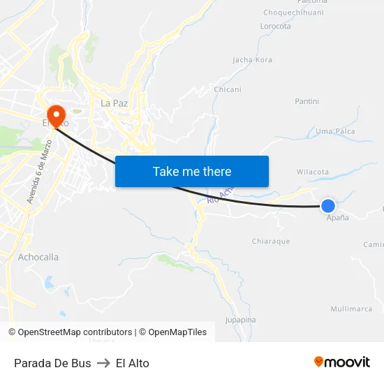 Parada De Bus to El Alto map