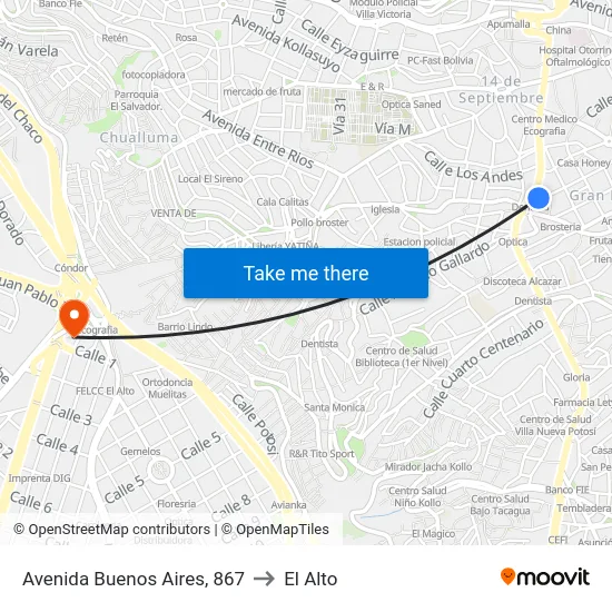 Avenida Buenos Aires, 867 to El Alto map