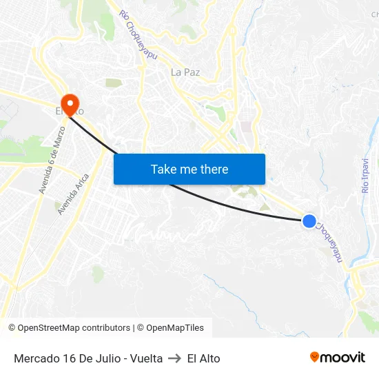 Mercado 16 De Julio - Vuelta to El Alto map