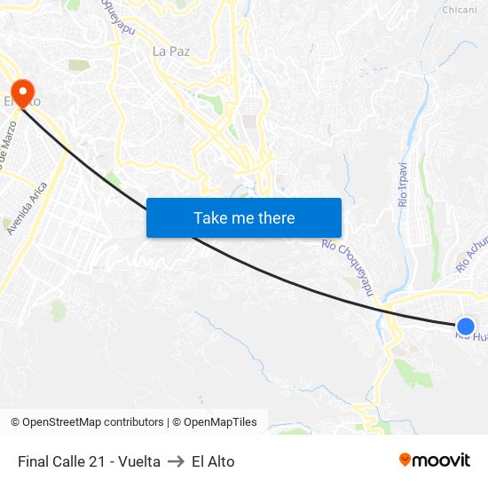 Final Calle 21 - Vuelta to El Alto map