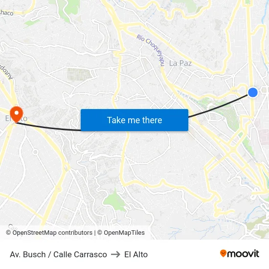 Av. Busch / Calle Carrasco to El Alto map
