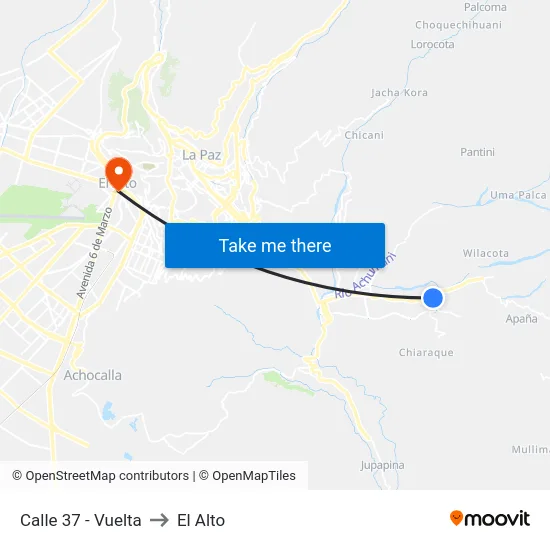 Calle 37 - Vuelta to El Alto map