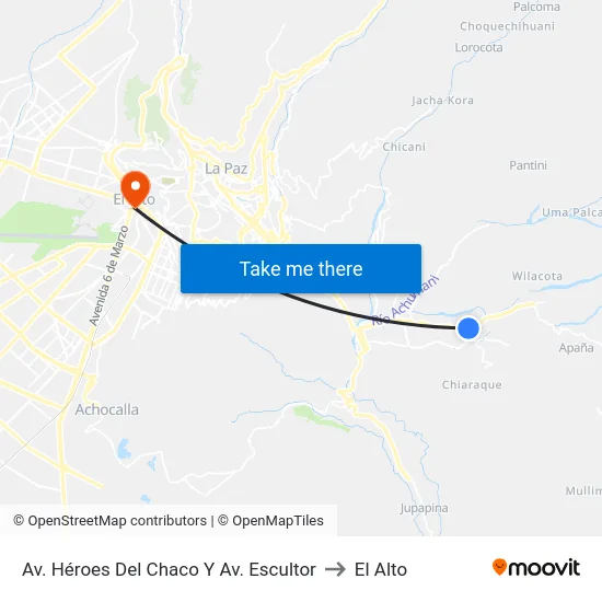 Av. Héroes Del Chaco Y Av. Escultor to El Alto map