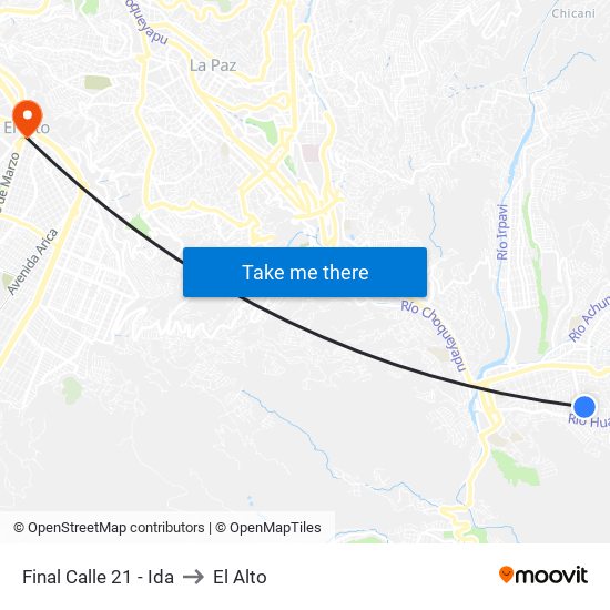 Final Calle 21 - Ida to El Alto map