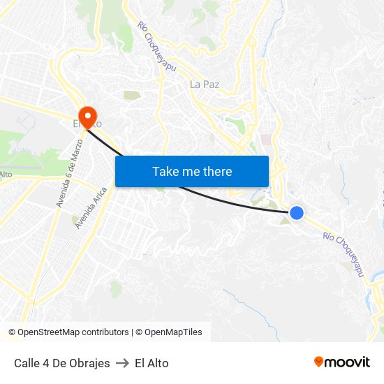 Calle 4 De Obrajes to El Alto map