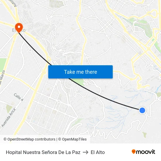 Hopital Nuestra Señora De La Paz to El Alto map