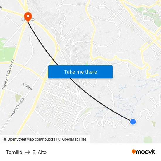 Tomillo to El Alto map