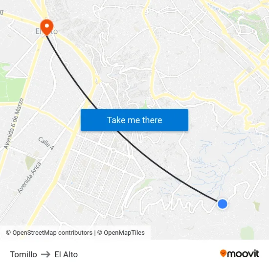 Tomillo to El Alto map