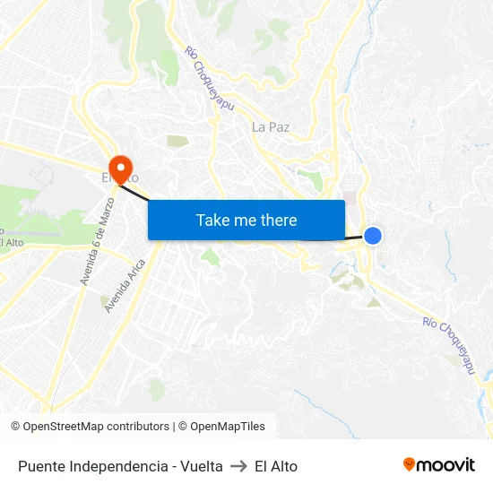 Puente Independencia - Vuelta to El Alto map