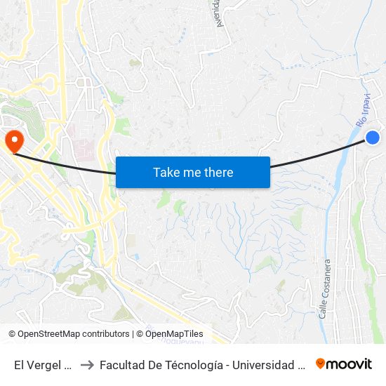 El Vergel - Vuelta to Facultad De Técnología - Universidad Mayor De San Andres map