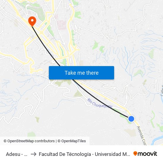 Adesu - Vuelta to Facultad De Técnología - Universidad Mayor De San Andres map