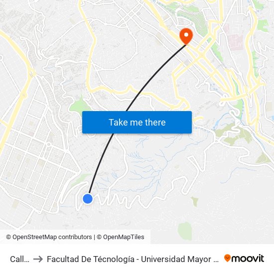 Calle J to Facultad De Técnología - Universidad Mayor De San Andres map